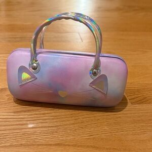 Iridescent Pastel Cat-Handle Kids Sunglasses Case - Pink & Lavender